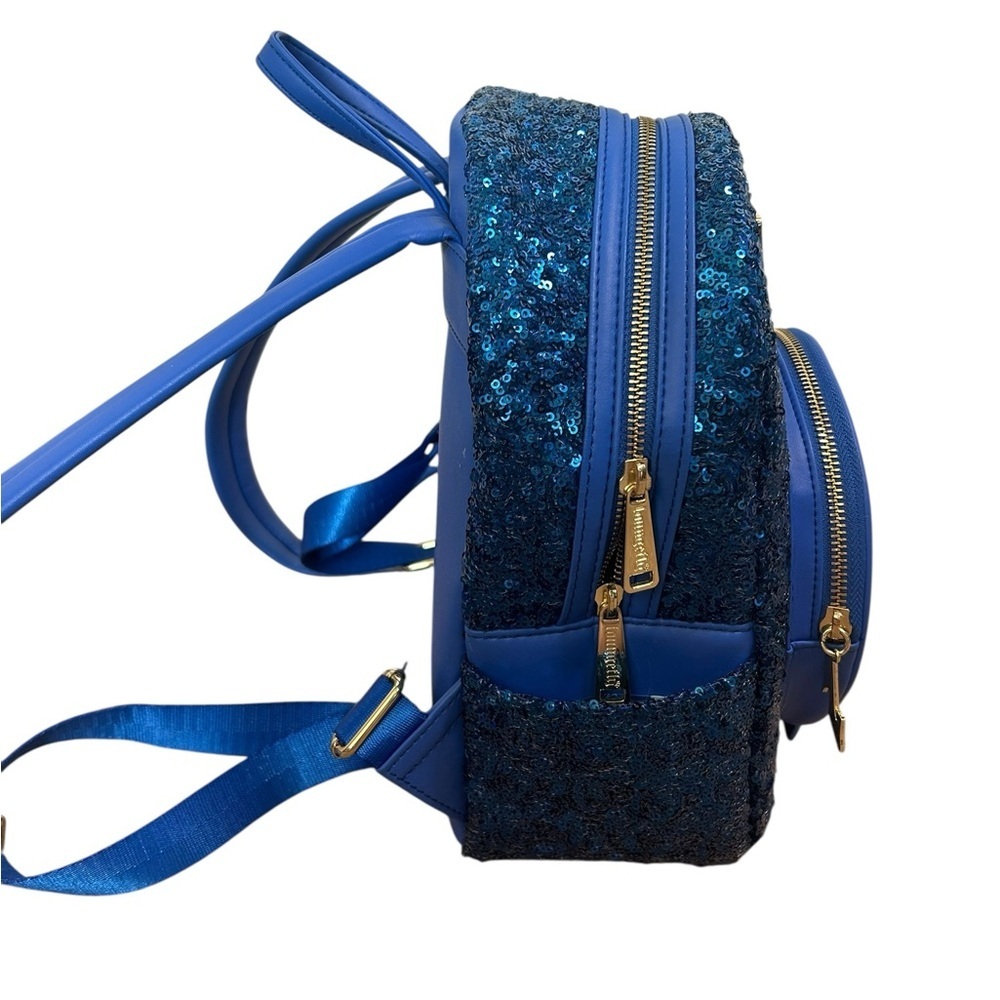 Loungefly Disney Blue Sequin Snow Globe Cinderella Mini Backpack Shoe Charm - Picture 3 of 13